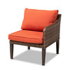 Baxton Studio Breida Orange Upholstered and Brown Finished 6-Piece Rattan Patio Set 165-10713